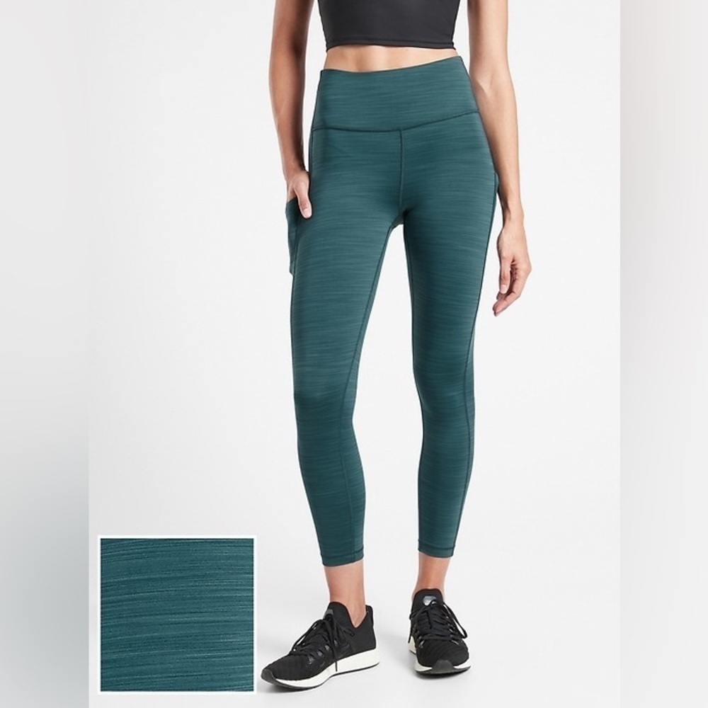 Athleta Ultimate Stash Pocket Space Dye 7/8 Tight, Oceanic Teal SZ XS